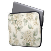 Weiche weiße Hortensien-Blumenmuster Laptopschutzhülle (Vorderseite Links)