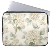 Weiche weiße Hortensien-Blumenmuster Laptopschutzhülle (Vorderseite)