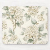 Weiche weiße Hortensien-Blumenmuster Mousepad (Vorne)