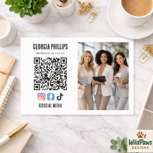 Weiche Weiße QR-Code-Foto-Social-Media-Icons Visitenkarte