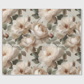 Weiche weiße Rose Beige Blumenmuster  Geschenkpapier (Flach)
