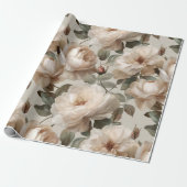 Weiche weiße Rose Beige Blumenmuster  Geschenkpapier (Ungerollt)