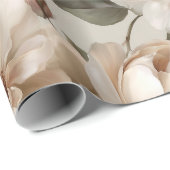Weiche weiße Rose Beige Blumenmuster  Geschenkpapier (Rolleneckpunkt)