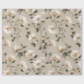 Weiche weiße Rose Beige Blumenmuster  Geschenkpapier (Flach)