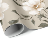Weiche weiße Rose Beige Blumenmuster  Geschenkpapier (Rolleneckpunkt)