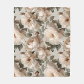 Weiche Weiße Rosen Beige Blumenmuster Fleecedecke (Vorderseite)