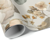 Weiche Weiße Rosen Beige Blumenmuster Geschenkpapier (Rolleneckpunkt)