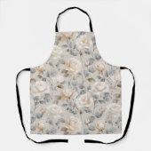 Weiche Weiße Rosen Beige Blumenmuster Schürze (Vorderseite)