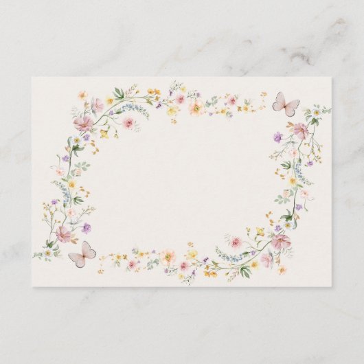 Weiche Wildblume Märchengarten Hochzeitsdetails Begleitkarte (Rückseite)