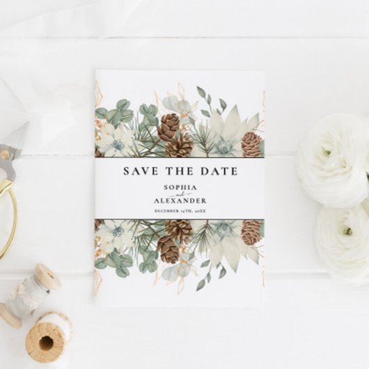 Weiche Winterfarbe Save the Date Postkarte