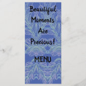 Weiche Wirbel Blau Schöne Momente Menükarte (Vorderseite)