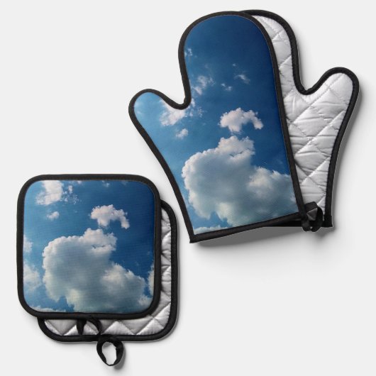 Weiche Wolken Ofenhandschuh & Topflappen-Set (Vorderseite/Rückseite)