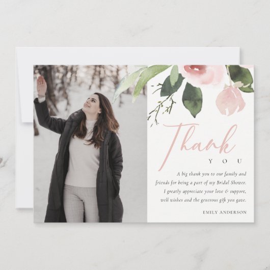 WEICHEN PINK BLUSH ROSE BRAUTPARTY DANKE IHNEN FOT EINLADUNG (Vorderseite)