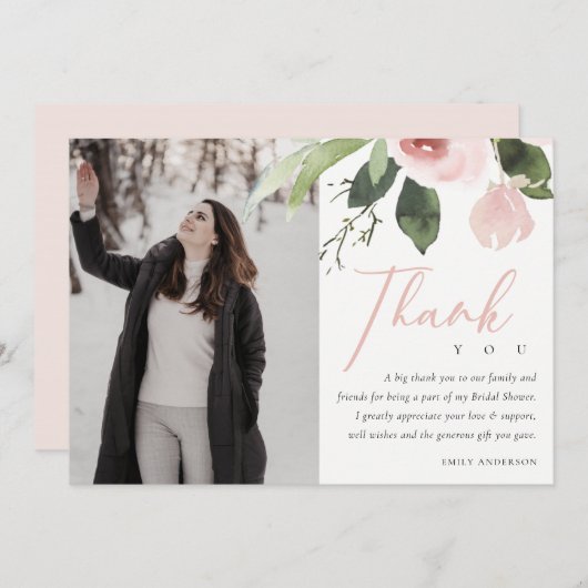 WEICHEN PINK BLUSH ROSE BRAUTPARTY DANKE IHNEN FOT EINLADUNG (Vorne/Hinten)