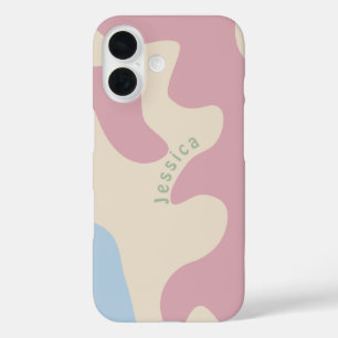 Weicher Abstrakter, Bio Personalisierter Name iPhone 16 Hülle