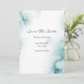 Weicher Aquamariner Abstrakter Rahmen Save The Date (Stehend Vorderseite)