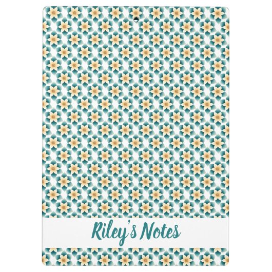 Weicher Aquamariner Blumenname Klemmbrett (Rückseite)