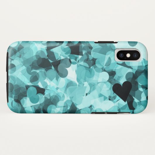 Weicher Baby-Blau Kawaii Herz-Hintergrund Case-Mate iPhone Hülle (Rückseite (Horizontal))