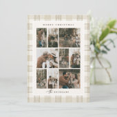 Weicher Beige-Gingham-Foto-Collage Feiertagskarte (Stehend Vorderseite)