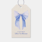 Weicher blauer Coquette-Bogen Personalisiertes Ges Geschenkanhänger (Rückseite)