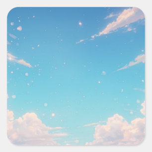Weicher blauer Himmel Quadratischer Aufkleber