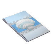 Weicher blauer Seashell und Spitze Notizblock (Rechte Seite)