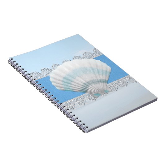 Weicher blauer Seashell und Spitze Notizblock (Rechte Seite)