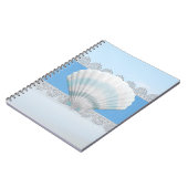 Weicher blauer Seashell und Spitze Notizblock (Linke Seite)