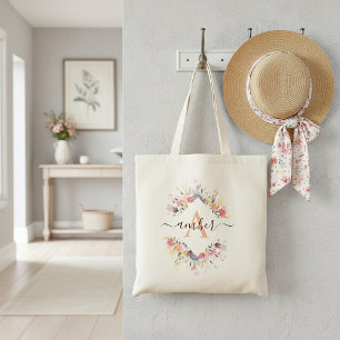 Weicher Blumenrahmen personalisiert Tragetasche