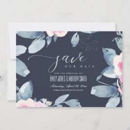 WEICHER BLUSH BLUE BLUE FLORAL WATERCOLOR RAHMEN SAVE THE DATE