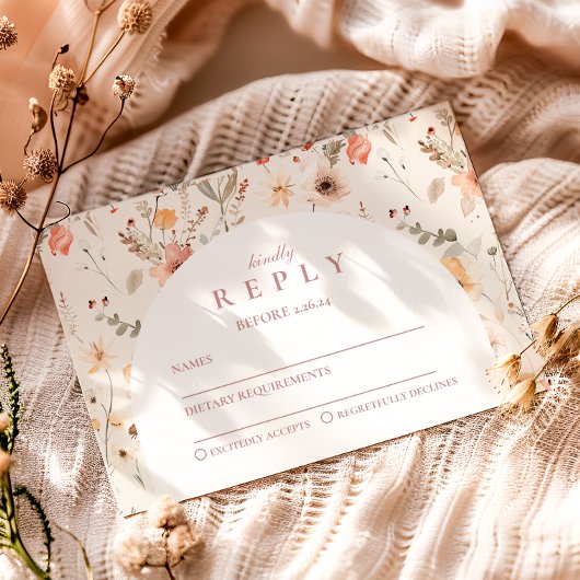 Weicher Botanischer Chic-Abschluss RSVP Karte