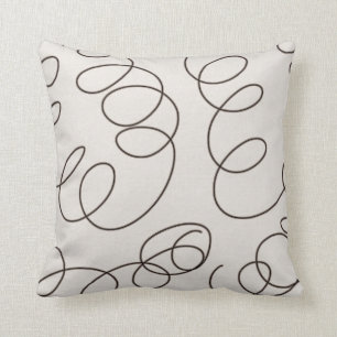 weicher brauner dekorativer Gekritzel-Wirbel Kissen