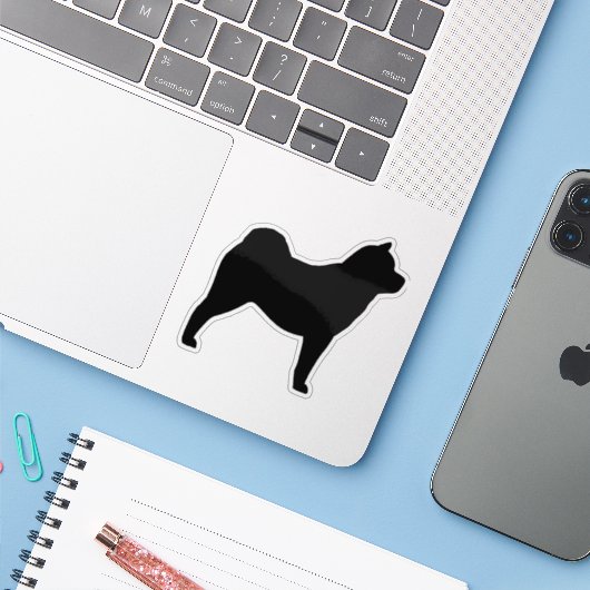 Weicher Chow Dog Silhouette Vinyl Sticker (Laptop mit iPhone)