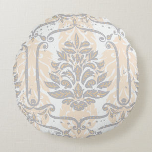 Weicher Damast Blumenmedaillon-Muster Rundes Kissen