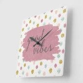 Weicher Dekoiv | guter Vibes Quadratische Wanduhr (Winkel)