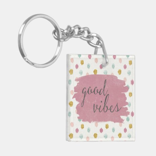 Weicher Dekoiv | guter Vibes Schlüsselanhänger (Vorderseite links)