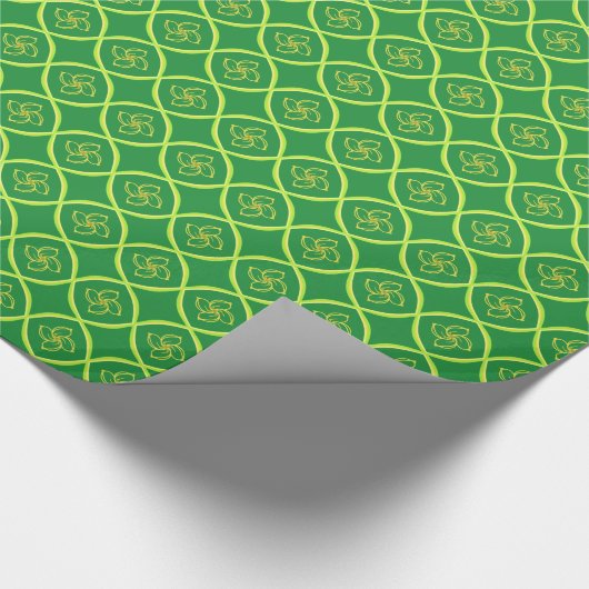 Weicher Diamant des Smaragdgrüns mit Blumen Geschenkpapier (Ecke)