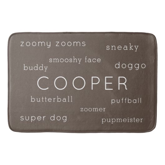 Weicher flacher Hund Mat Personalisiert Name + Nic Badematte (Vorderseite)