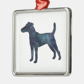 Weicher Fox Terrier Hund Rasse Schwarze Wasserfarb Ornament Aus Metall (Links)