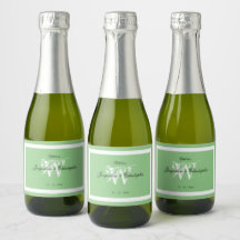 Weicher grüner Hochzeits Chic Weiß Monogramm Mini