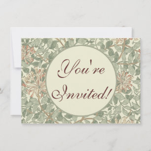 Weicher grüner Vintage-William-Morris-Honeysuckle Einladung