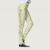 Weicher hellgelber Glitzer CUSTOM TEXT Leggings (Rechts)