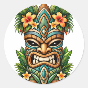 Weicher Jade-Blüten-Tiki-Aufkleber Runder Aufkleber