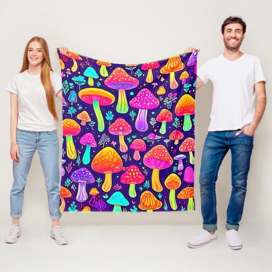 Weicher Nebel: Cartoon-Pilz-Patch Fleecedecke (Beispiel)