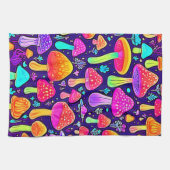 Weicher Nebel: Cartoon-Pilz-Patch Geschirrtuch (Horizontal)