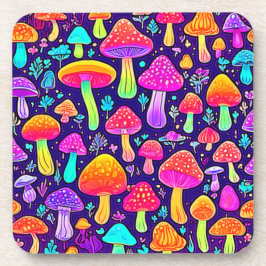 Weicher Nebel: Cartoon-Pilz-Patch Getränkeuntersetzer