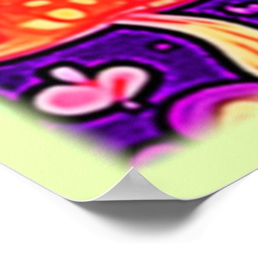 Weicher Nebel: Cartoon-Pilz-Patch Poster (Ecke)