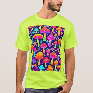 Weicher Nebel: Cartoon-Pilz-Patch T-Shirt