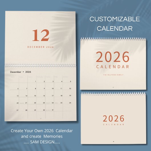 Weicher neutraler Ton Minimalistisches Design Kale Kalender