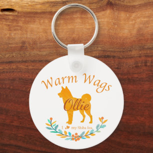 Weicher Pastell-Orange Shiba Inu Maßgeschneidert Schlüsselanhänger